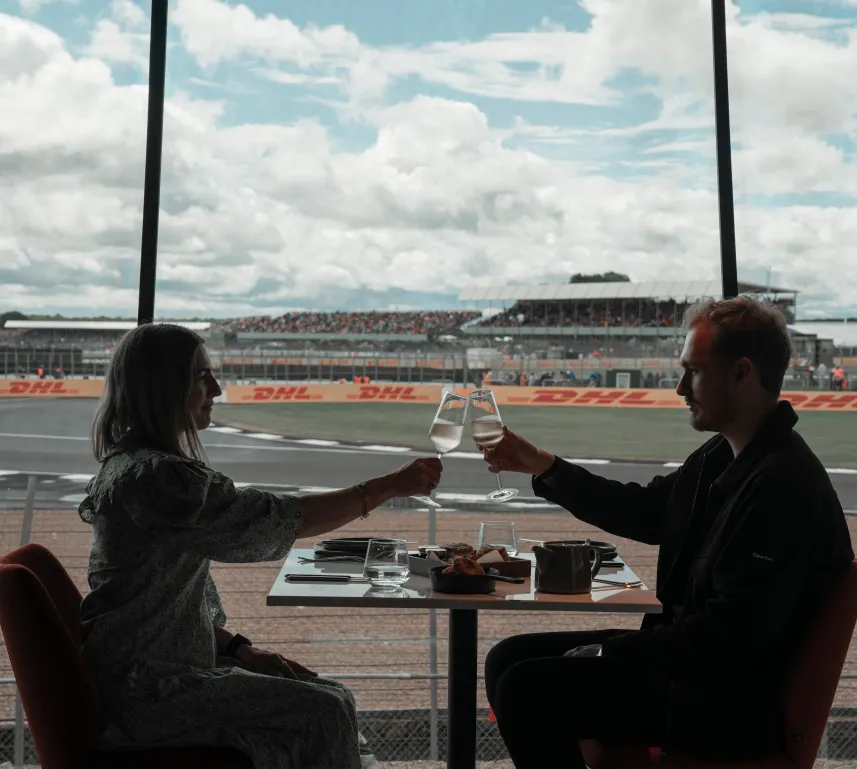 The Gallery Restaurant & Bar - Escapade Silverstone - Trackside Table, Champagne, Couple Valentines Day